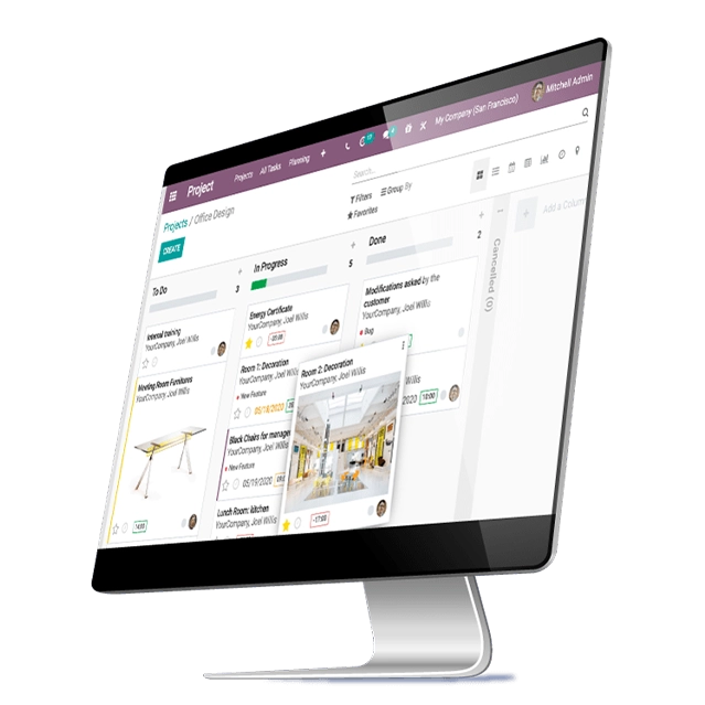 Mockup d'un module intégré dans ODOO