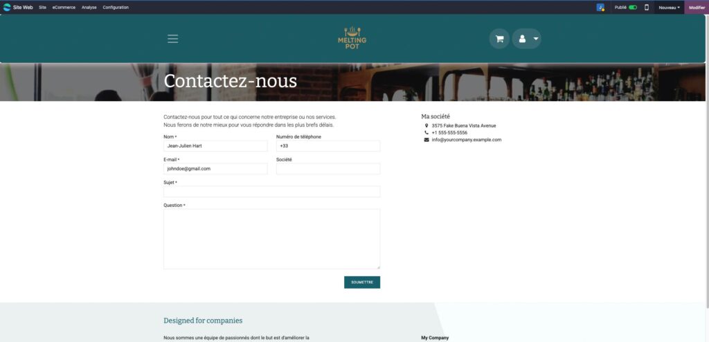 création site odoo CRM
