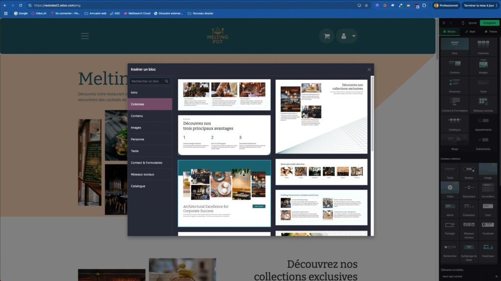 création site odoo builder no code