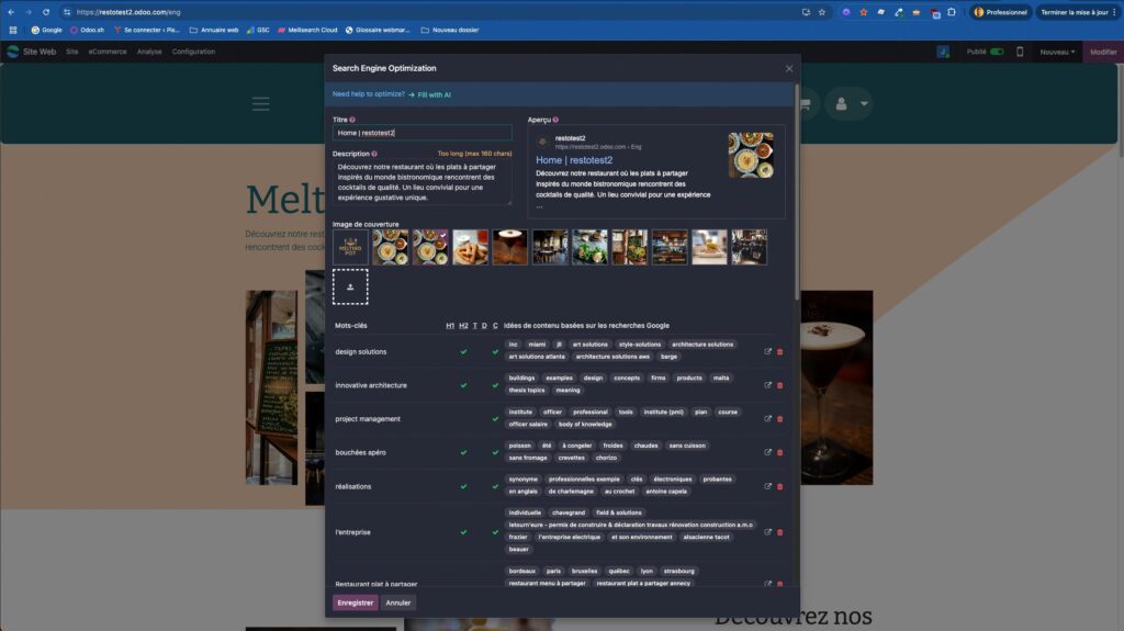 création site odoo visuel seo IA